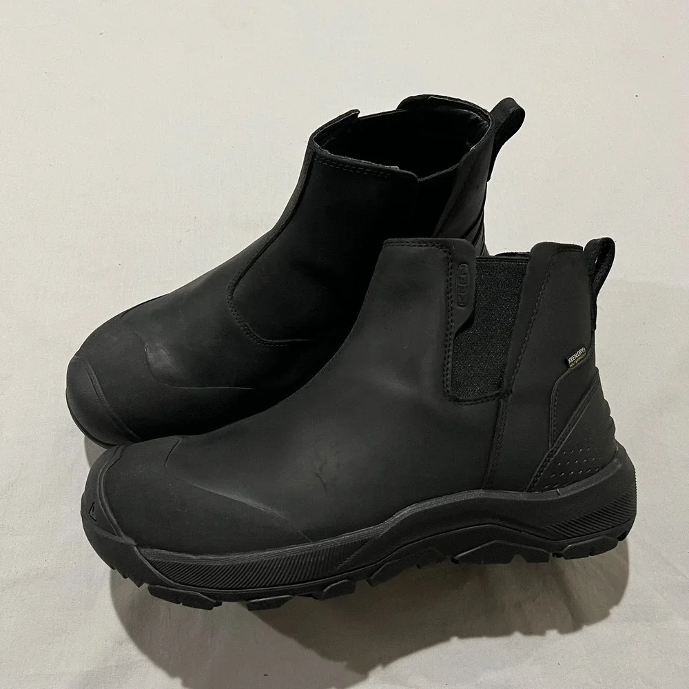 NWOB Keen Revel IV Mens Black Leather Waterproof Comfort Chelsea Boots Size 13